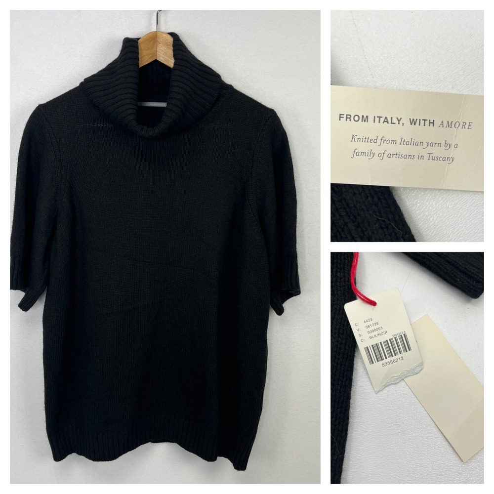 Anthropologie NWT Black Sweater 1X S/S Turtleneck Hand Knit Tuscany Italy - Picture 1 of 13